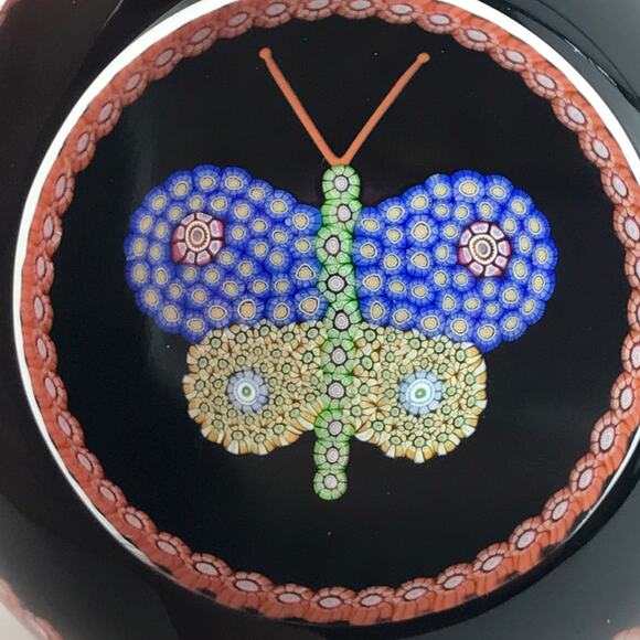 Perthshire 1989B Millefiori Butterfly Garland Faceted Vintage Insect Paperweight - Picture 4 of 15
